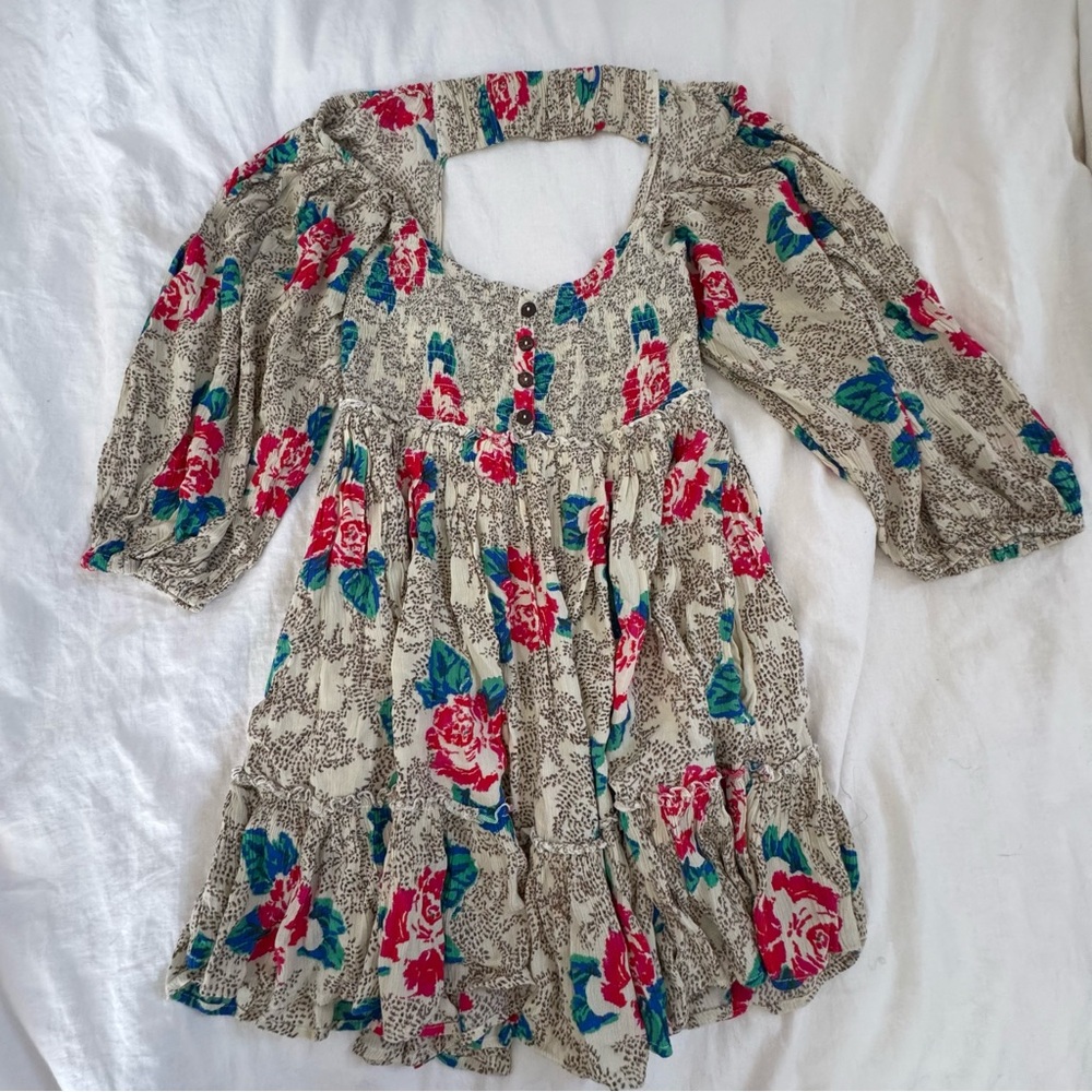 Free people summer picnic printed mini dress - size m